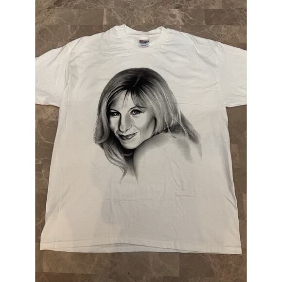 Vintage T Shirt 90s Single Stitch Barbara Streisand Sketch Portrait XL Country - Picture 1 of 10